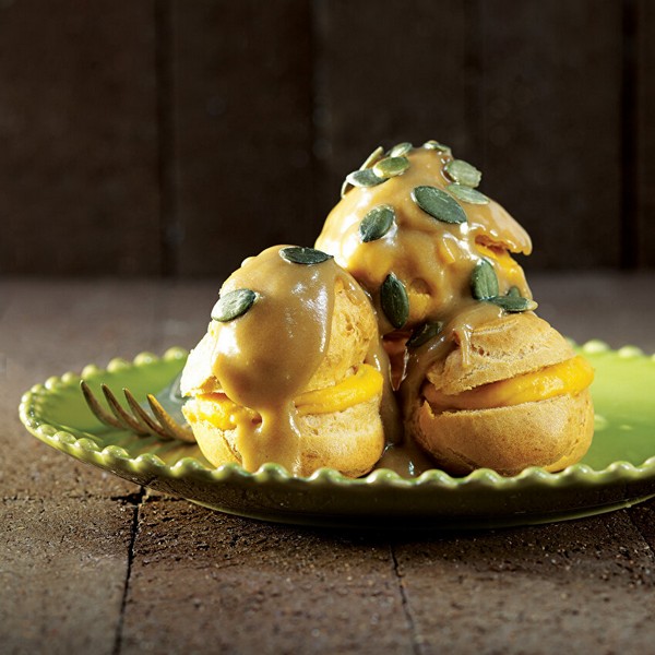 Pumpkin Profiterole and Caramel Tahini Sauce